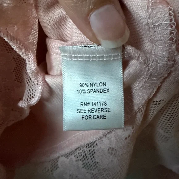 NWT La Peche Baby Pink Lace Ruffle Blouse Front Tie Top Fairycore Coquette - Picture 3 of 6